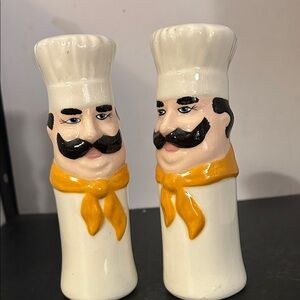 Vintage Chef Salt and Pepper Shaker Set with Yellow Neckerchiefs